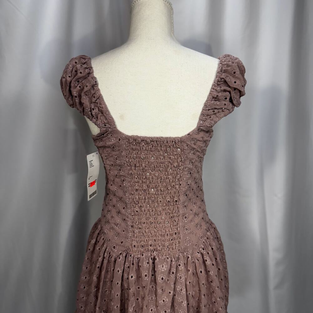 UO Kimchi Blue Eyelet Mini Dress Medium NWT Pink Cottagecore Balletcore Coquette - Picture 15 of 16